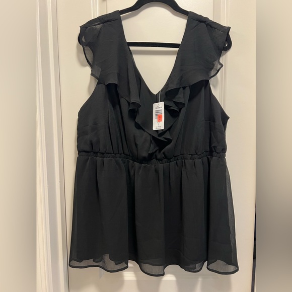 Torrid NWT Black Ruffle Chiffon Babydoll Tank SIZE 2 - Picture 3 of 5